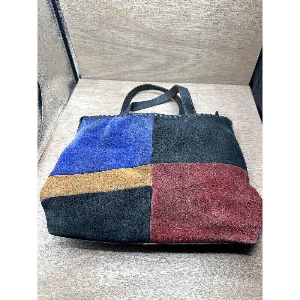 Patricia Nash Color Block Suede & Leather Shoulder Bag Multicolor Hobo Boho